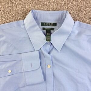 Lauren Ralph Lauren Black Label Womens PL Non Iron Button Down Shirt Light Blue